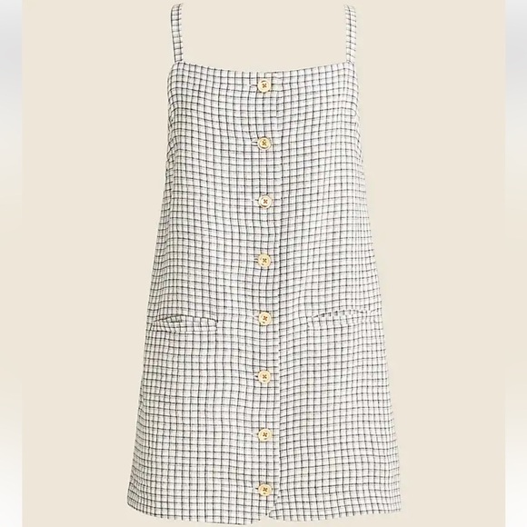 J Crew Claudia dress in plaid linen size L - Picture 1 of 10